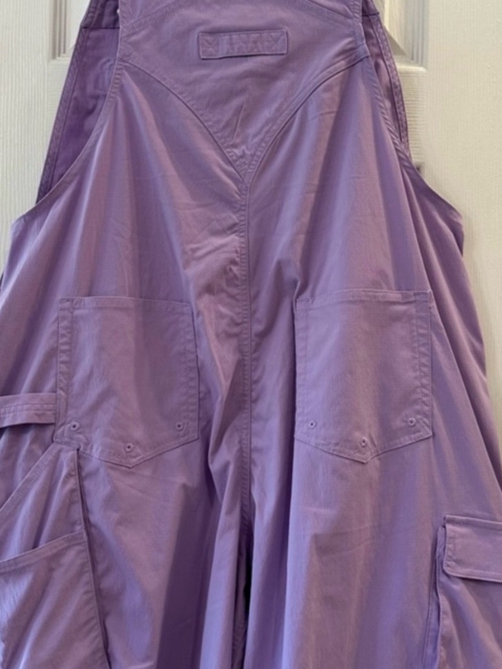 Duluth Trading Co Heirloom Gardening Bib Overalls Shorts light Purple large - Picture 3 of 5